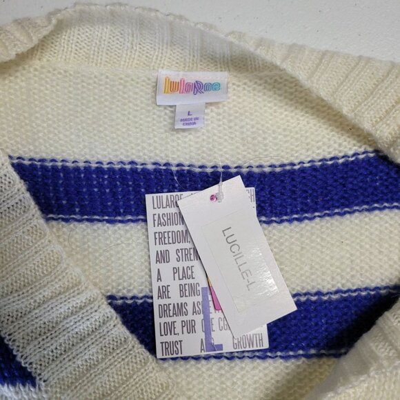 Lularoe Lucille Cardigan Sweater Womens Oversized Large Striped Buttons Plus - Picture 8 of 8